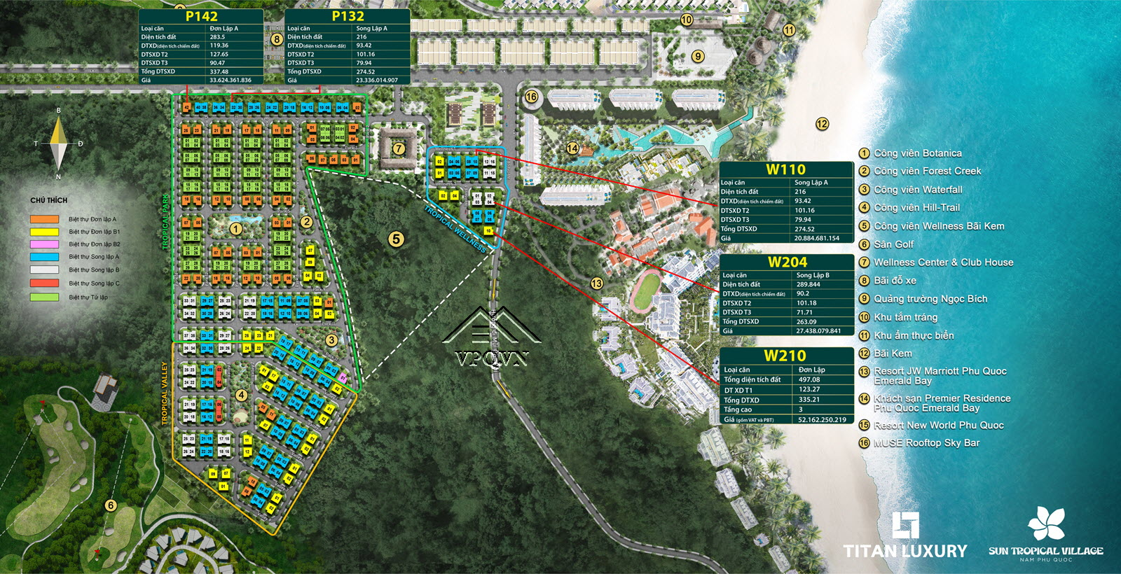 Quỹ căn biệt thự - Sun Tropical Village